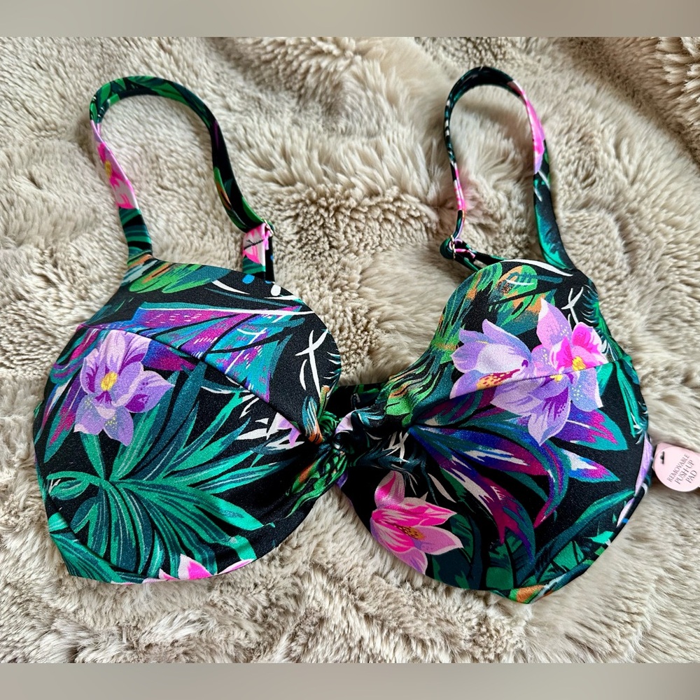 Victoria’s Secret Essential Twist Push-Up Bikini Top Tropical Floral Print 36C